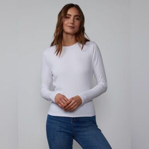🛍️NWT New York & Company XL White Ribbed Crew Neck Top